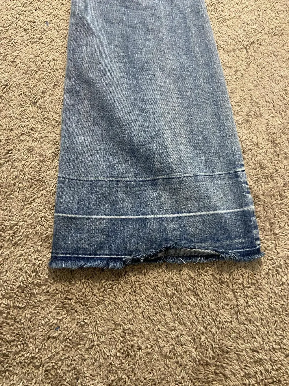 Judy Blue Jeans Womens 20W Blue High Rise Flare Distressed Fringe Hem Plus Size